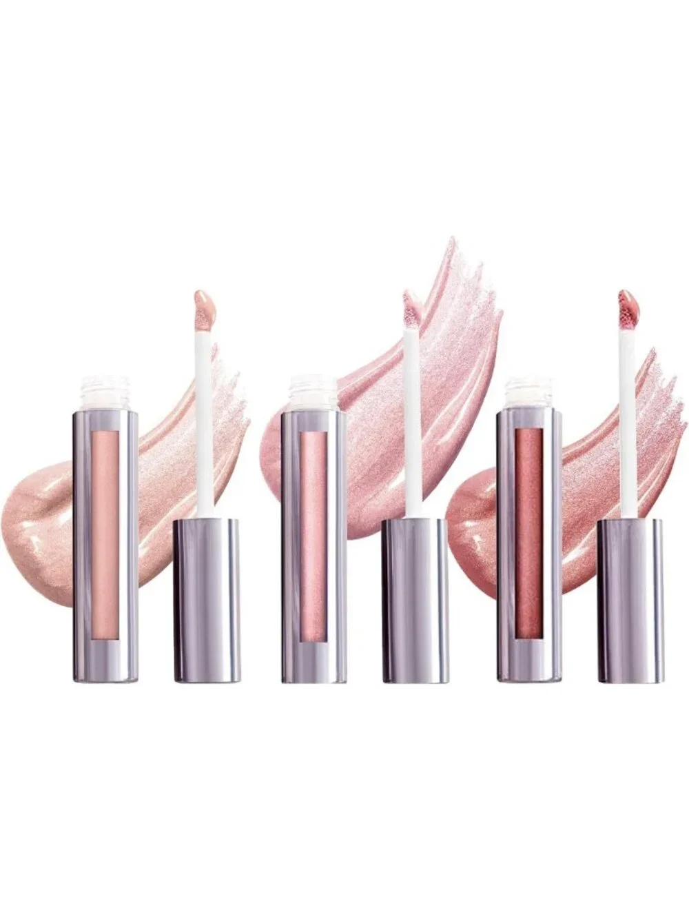 Hydrating Shimmer Lip Gloss Trio - 3 High-Pigment Shades for Luscious Lips
